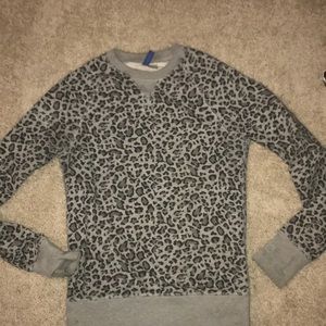 Gray leopard print sweatshirt